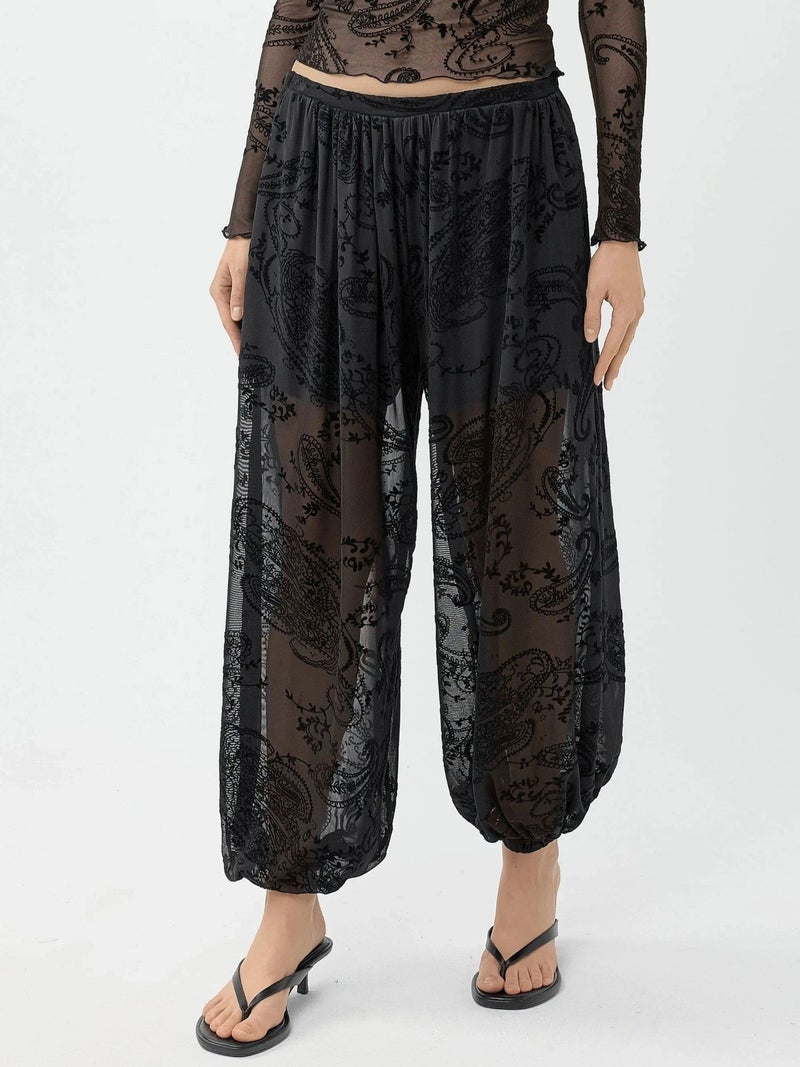 BUSEM Relaxed Fit Flock Print Tulle Pants - Image 1